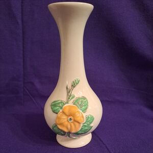 Vintage U.S.A. T-2  Floral Vase Ceramic. 6.5" Cream Yellow Flower.